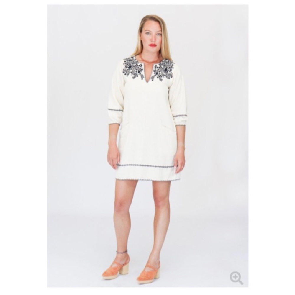 Anthropologie TROVATA Birds of Paradise Nina Linen Shift Dress XS